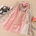 New arrival color gradient clip cord scarf cotton nylon flower design ombre scarf wholesale china